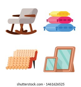 Vector design of furniture and interior logo. Collection of furniture and accessories vector icon for stock.
