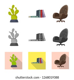 Vector design of furniture and work icon. Collection of furniture and home stock vector illustration.