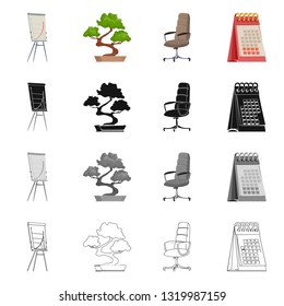 Vector design of furniture and work icon. Set of furniture and home vector icon for stock.