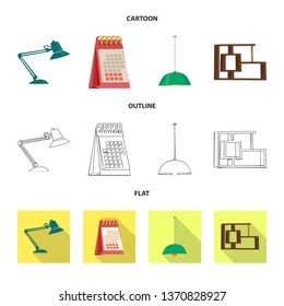 Vector design of furniture and work icon. Collection of furniture and home stock vector illustration.