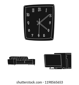 Vector design of furniture and work logo. Set of furniture and home vector icon for stock.