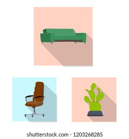 Vector design of furniture and work logo. Set of furniture and home vector icon for stock.