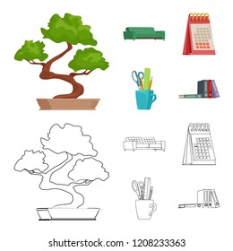 Vector design of furniture and work logo. Set of furniture and home stock vector illustration.