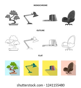 Vector design of furniture and work logo. Set of furniture and home stock vector illustration.