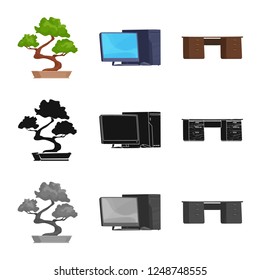 Vector design of furniture and work logo. Collection of furniture and home stock vector illustration.