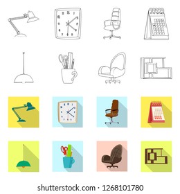 Vector design of furniture and work logo. Collection of furniture and home stock symbol for web.
