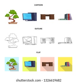 Vector design of furniture and work logo. Set of furniture and home stock symbol for web.