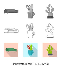 Vector design of furniture and work logo. Set of furniture and home vector icon for stock.