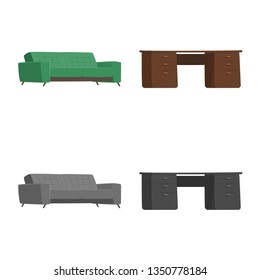 Vector design of furniture and work logo. Collection of furniture and home stock vector illustration.