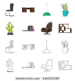 Vector design of furniture and work logo. Collection of furniture and home stock symbol for web.