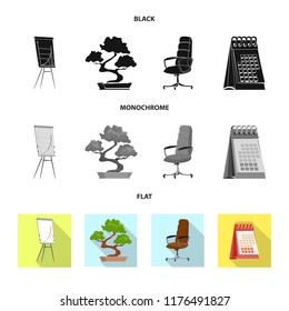 Vector design of furniture and work sign. Collection of furniture and home stock symbol for web.