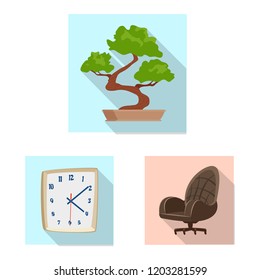 Vector design of furniture and work sign. Collection of furniture and home vector icon for stock.