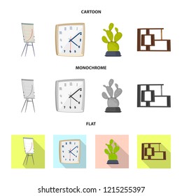 Vector design of furniture and work sign. Set of furniture and home stock vector illustration.