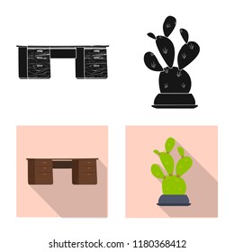 Vector design of furniture and work symbol. Collection of furniture and home stock vector illustration.