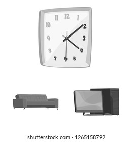 Vector design of furniture and work symbol. Set of furniture and home stock symbol for web.