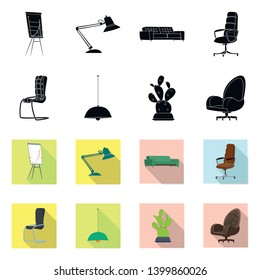 Vector design of furniture and work symbol. Collection of furniture and home stock vector illustration.