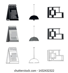 Vector design of furniture and work symbol. Set of furniture and home vector icon for stock.