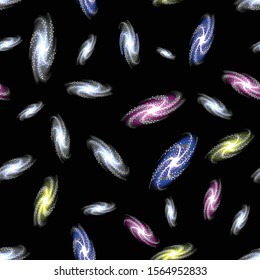 Vector design of galaxy group patterns in space, can be used for fabrics, textiles, wrapping paper, tablecloths, curtains, clothing etc.