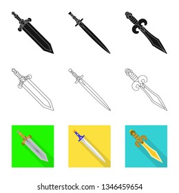 Vector design of game  and armor  icon. Collection of game  and blade  stock vector illustration.