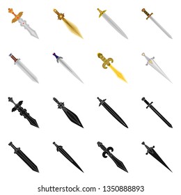 Vector design of game  and armor  icon. Set of game  and blade  stock symbol for web.