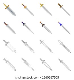 Vector design of game  and armor  icon. Set of game  and blade  stock symbol for web.