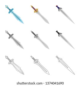Vector design of game  and armor  icon. Collection of game  and blade  vector icon for stock.