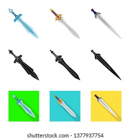 Vector design of game  and armor  icon. Set of game  and blade  vector icon for stock.