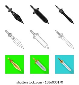 Vector design of game  and armor  icon. Set of game  and blade  stock symbol for web.