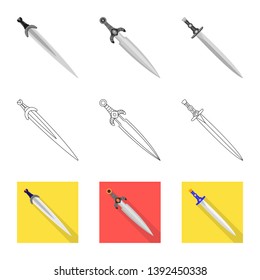 Vector design of game  and armor  icon. Set of game  and blade  vector icon for stock.