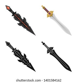 Vector design of game  and armor  icon. Collection of game  and blade  vector icon for stock.