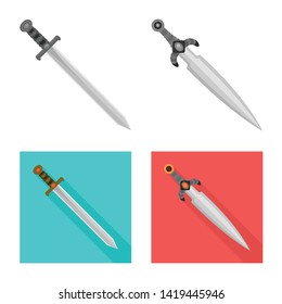 Vector design of game  and armor  icon. Set of game  and blade  vector icon for stock.