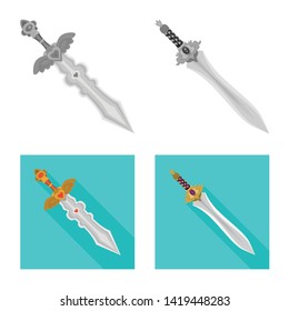Vector design of game  and armor  icon. Set of game  and blade  vector icon for stock.