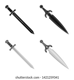 Vector design of game  and armor  icon. Set of game  and blade  stock symbol for web.