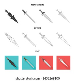 Vector design of game and armor icon. Set of game and blade stock symbol for web.