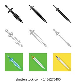 Vector design of game and armor icon. Set of game and blade stock symbol for web.