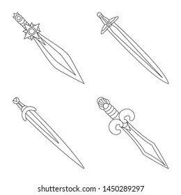 Vector design of game and armor icon. Set of game and blade stock symbol for web.