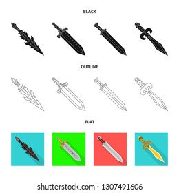 Vector design of game  and armor  logo. Set of game  and blade  stock symbol for web.