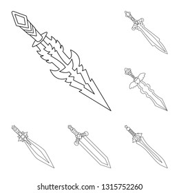 Vector design of game  and armor  logo. Set of game  and blade  vector icon for stock.