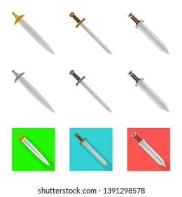 Vector design of game  and armor  logo. Set of game  and blade  vector icon for stock.