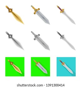 Vector design of game  and armor  logo. Collection of game  and blade  stock vector illustration.