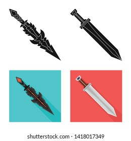 Vector design of game  and armor  logo. Collection of game  and blade  vector icon for stock.