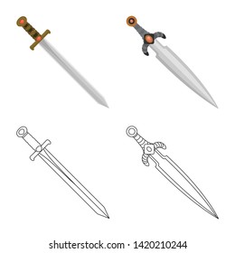 Vector design of game  and armor  logo. Collection of game  and blade  vector icon for stock.