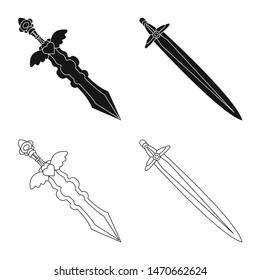 Vector design of game and armor logo. Set of game and blade vector icon for stock.