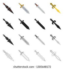 Vector design of game  and armor  sign. Collection of game  and blade  vector icon for stock.