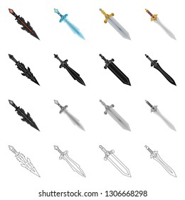 Vector design of game  and armor  sign. Set of game  and blade  vector icon for stock.