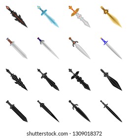 Vector design of game  and armor  sign. Set of game  and blade  vector icon for stock.