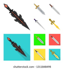 Vector design of game  and armor  sign. Collection of game  and blade  vector icon for stock.