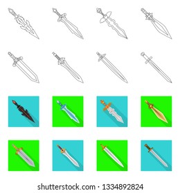Vector design of game  and armor  sign. Set of game  and blade  stock symbol for web.