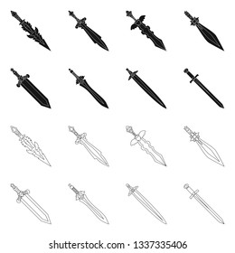 Vector design of game  and armor  sign. Set of game  and blade  vector icon for stock.