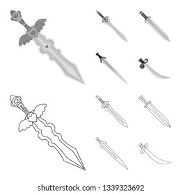 Vector design of game  and armor  sign. Set of game  and blade  vector icon for stock.